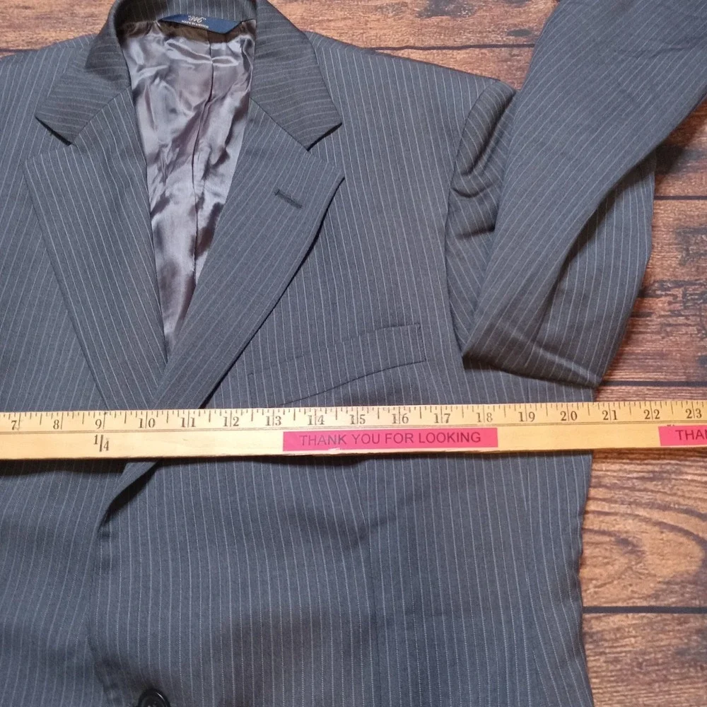 Brooks Brothers 346 Stretch 100% Wool Blazer 40L Gray Pinstripe‎